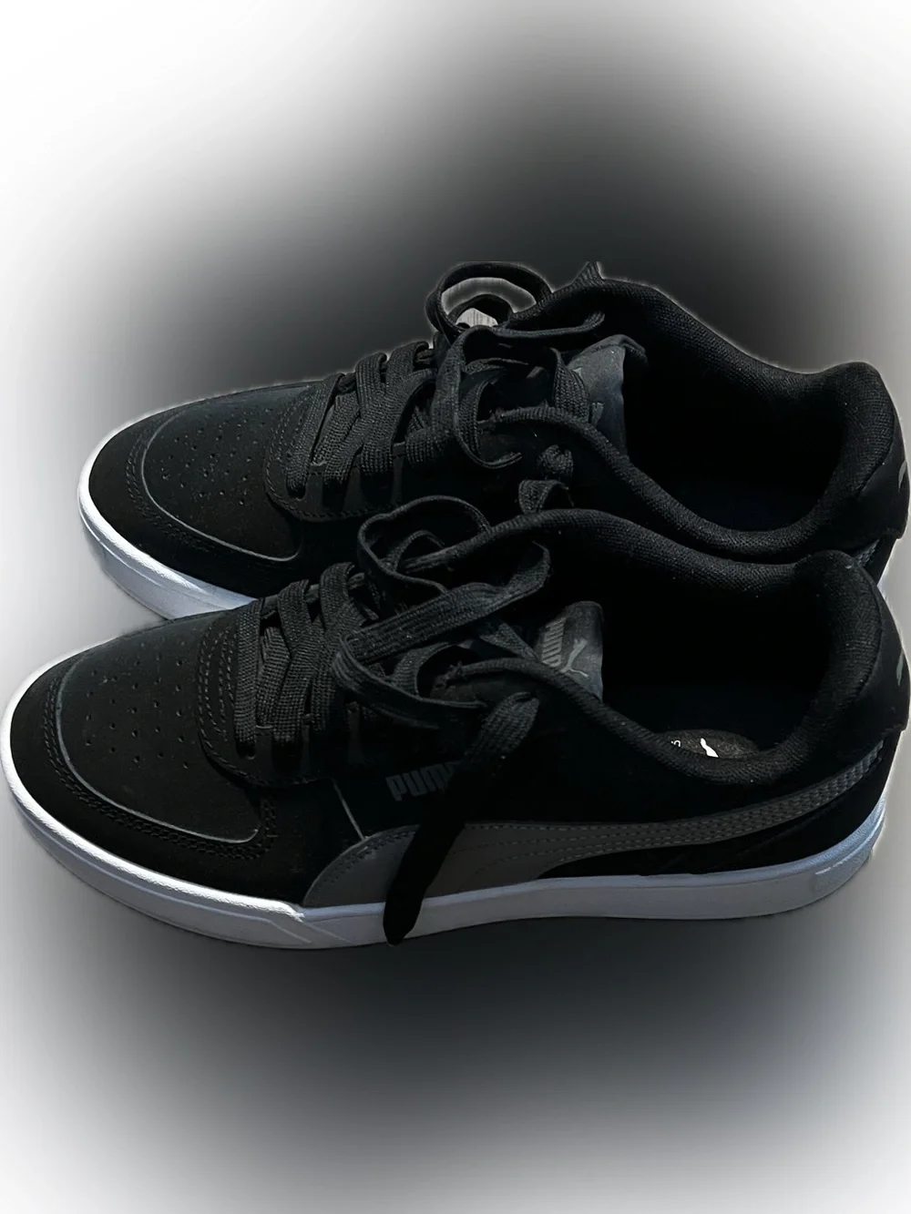 Puma Mens Caven 2.0 Black White Low-Top Sneakers Athletic Cushioned